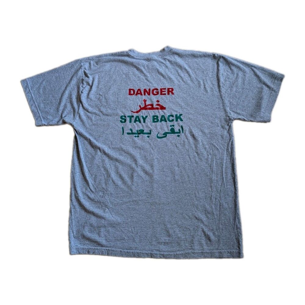 DANGER STAY BACK Arabic Writing Baghdad Iraq War Shirt XXL Biker Motorcycle Rare